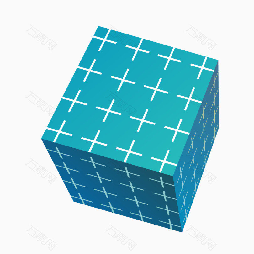 蓝色加号立体正方体