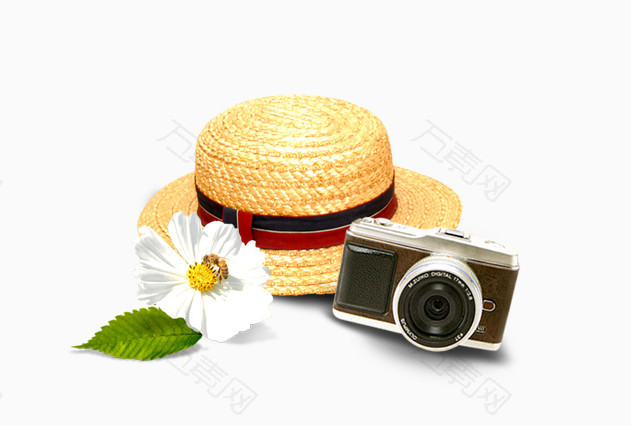 草帽相机旅游元素