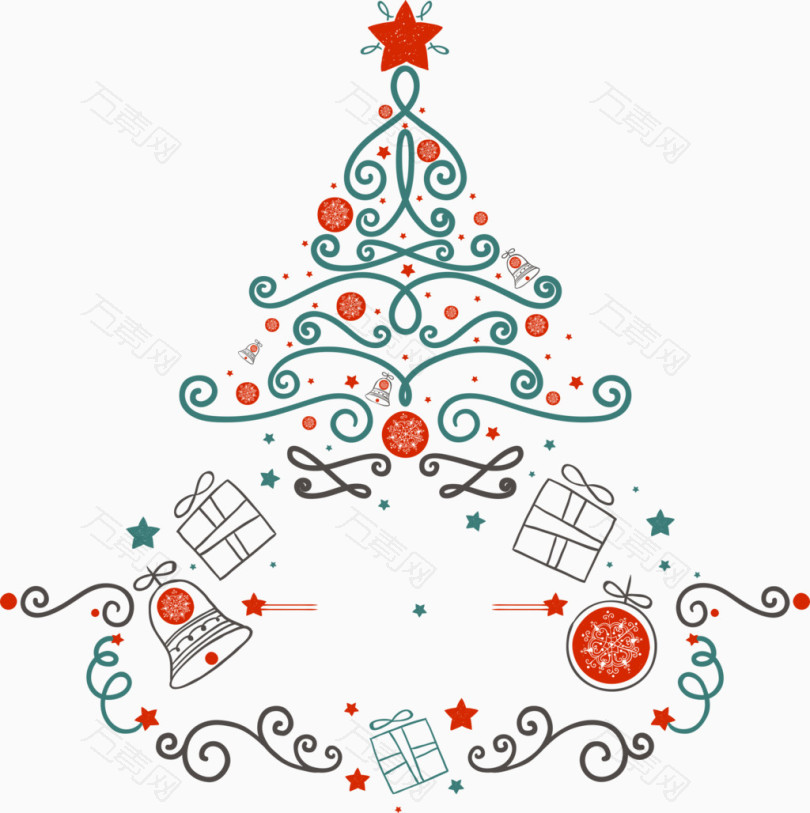 矢量铃铛圣诞树