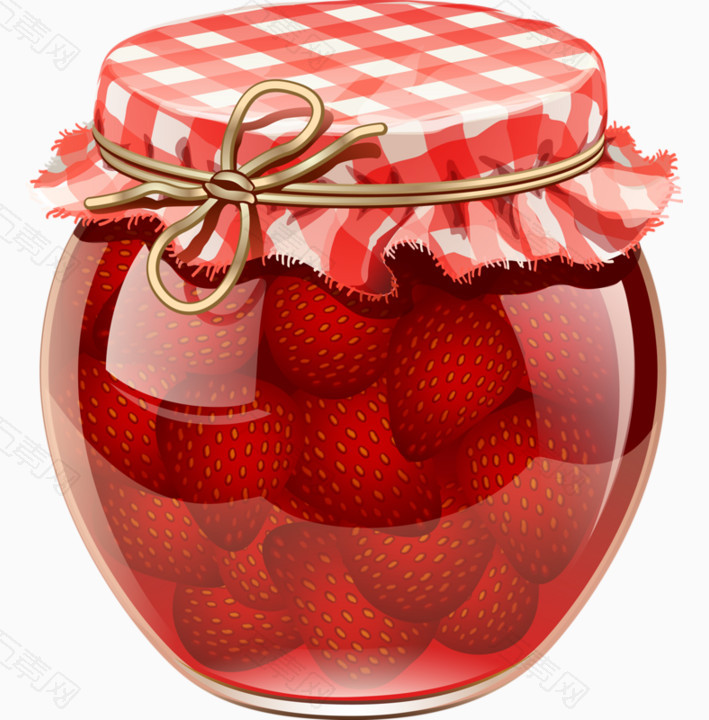 一罐草莓酱卡通手绘装饰元素