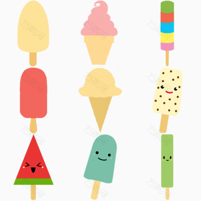 彩色手绘雪糕冰淇淋