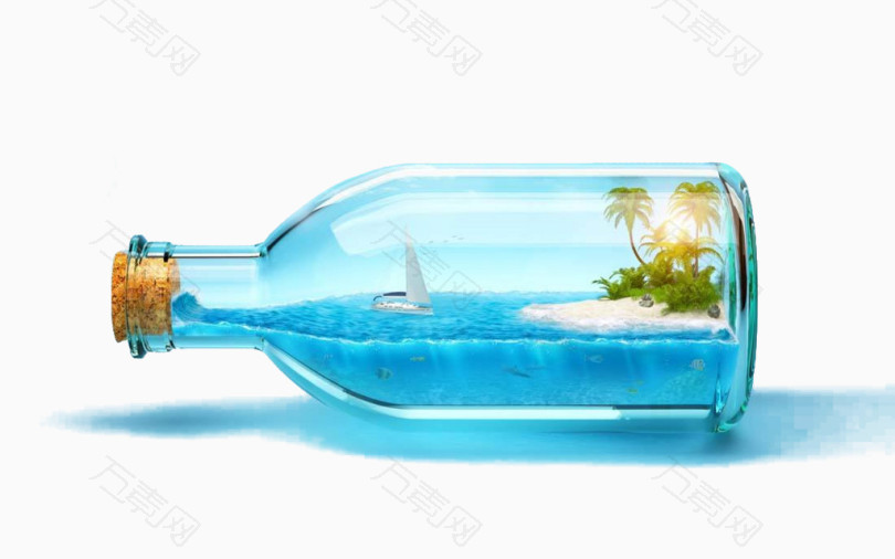 蓝色海洋漂流瓶