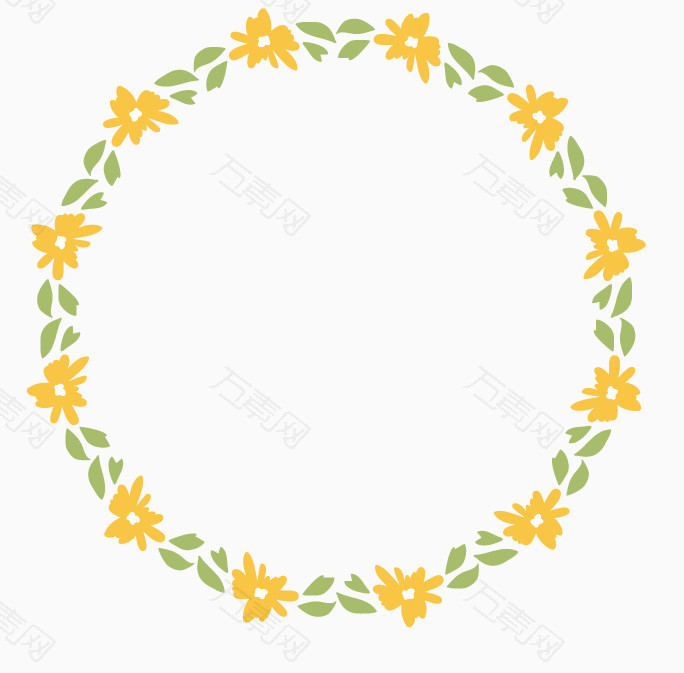 黄色花叶圆环边框