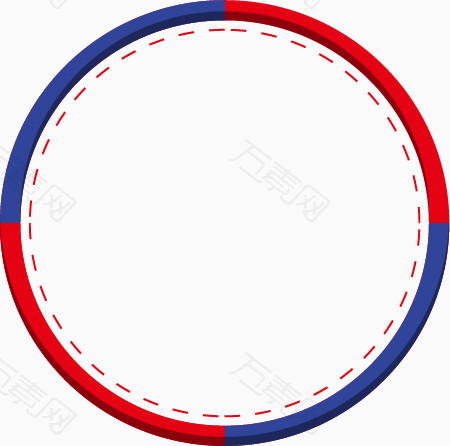 矢量红蓝带虚线圆环