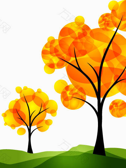 卡通手绘秋天树