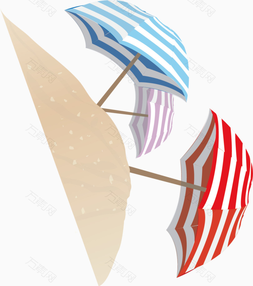 夏日元素沙滩伞简易画卡通手绘装饰元素