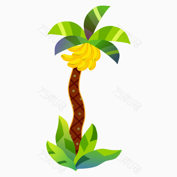 卡通手绘香蕉树png图片