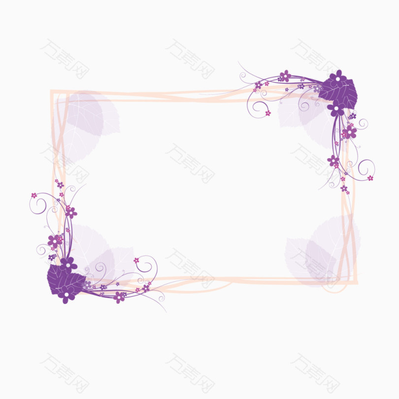 矢量紫色树叶炫彩放大框