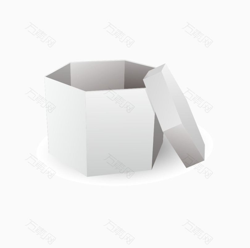 矢量盒子立体拟真白色六边形
