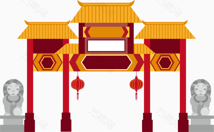 复古风格中国古建筑设计牌坊