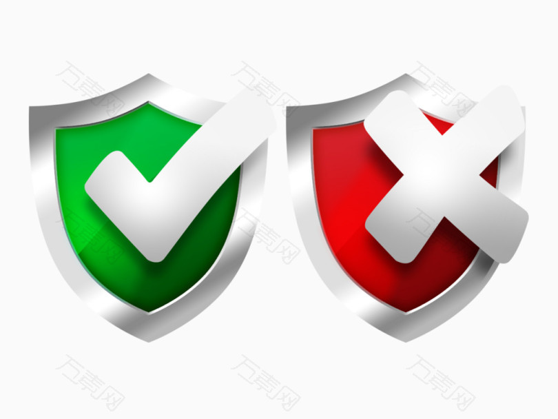 绿色盾牌和红色盾牌UI图标
