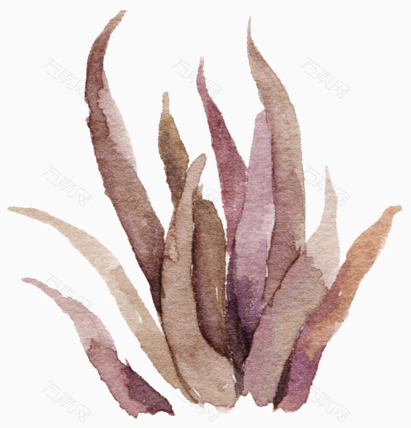 淡紫色复古水彩植物