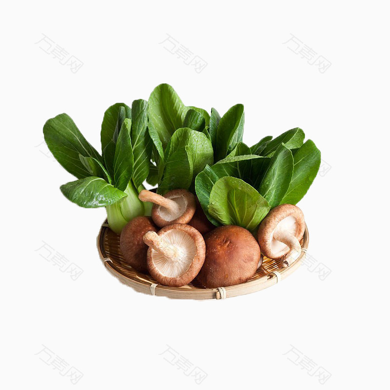 盘子里的青菜香菇