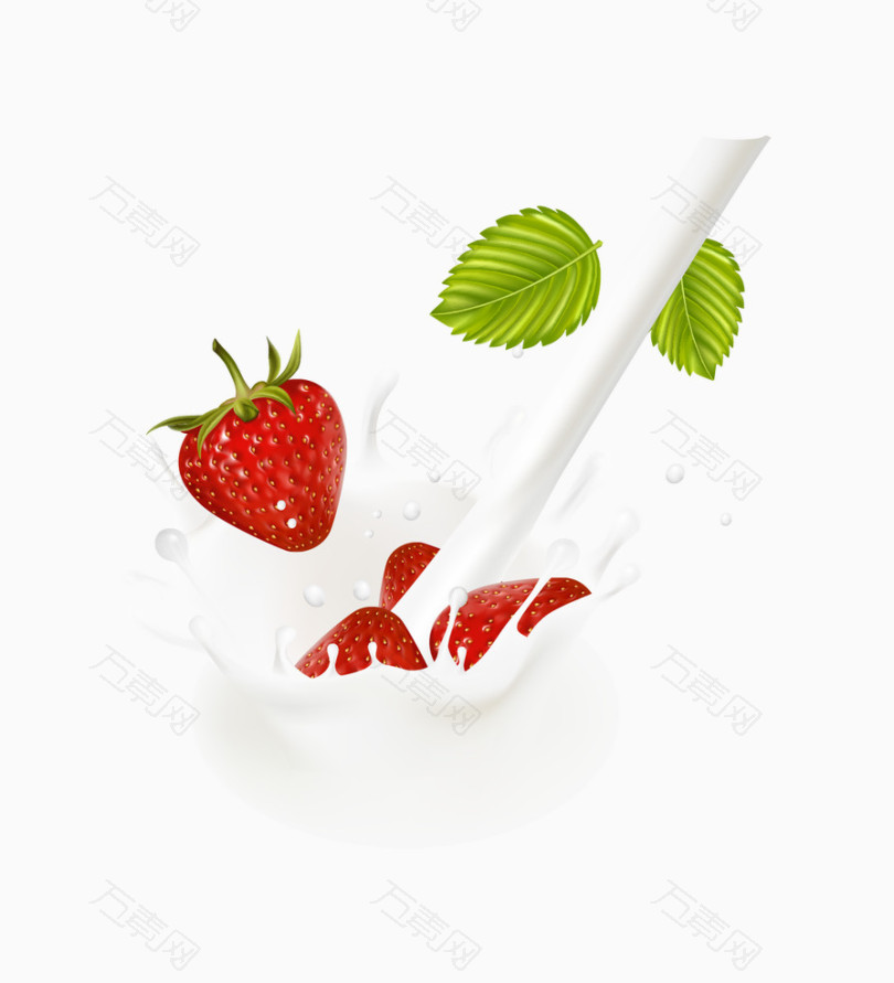 草莓水果牛奶滴喷溅