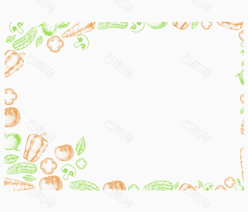 手绘粉笔彩色蔬菜食物