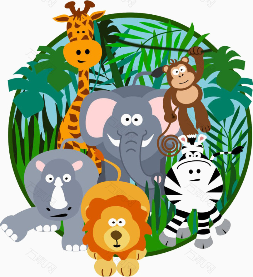 卡通丛林里的动物