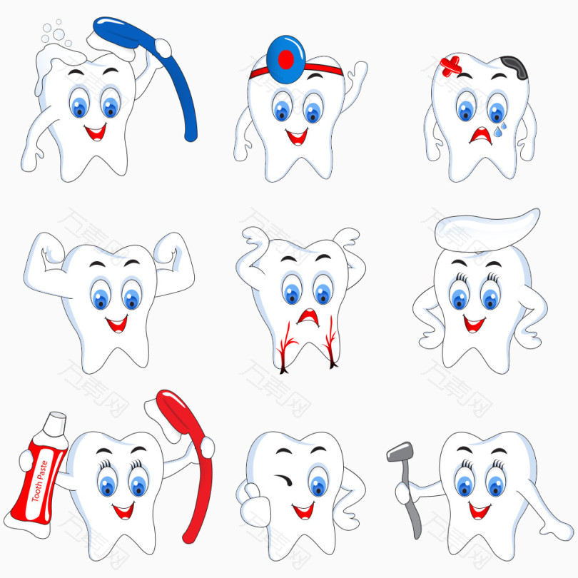卡通矢量牙齿