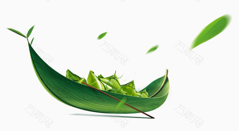 绿色竹叶龙舟粽子清明节装饰图案