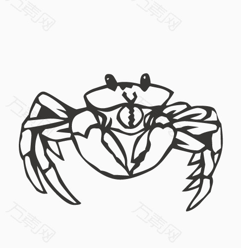 黑白螃蟹矢量素材