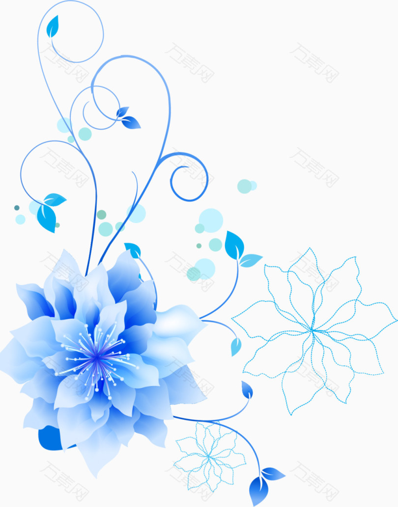 蓝色边框花朵装饰