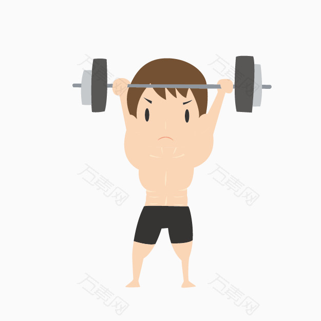 卡通小人素材健身矢量图卡通锻炼举重小人