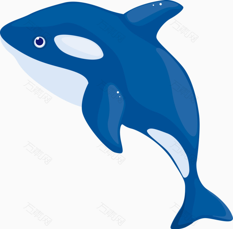 可爱卡通蓝色海豚矢量图