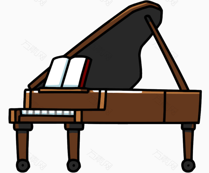 棕色手绘钢琴