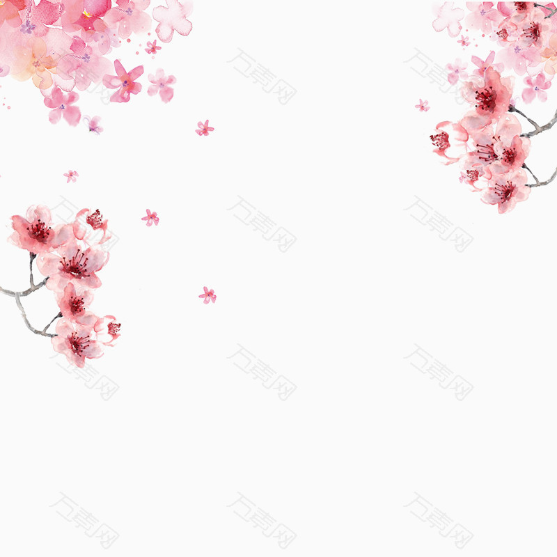 手绘粉色桃花