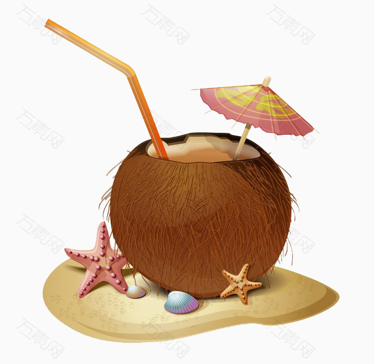 卡通沙滩椰子