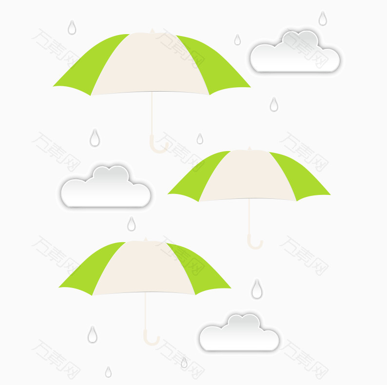 卡通雨伞雨滴素材