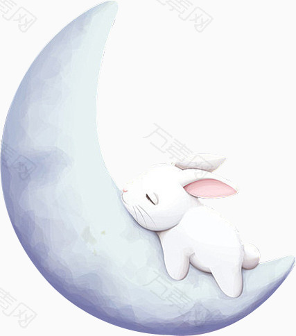 中秋节手绘可爱月兔图案