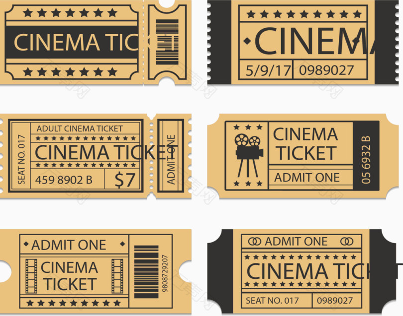 复古老式电影票
