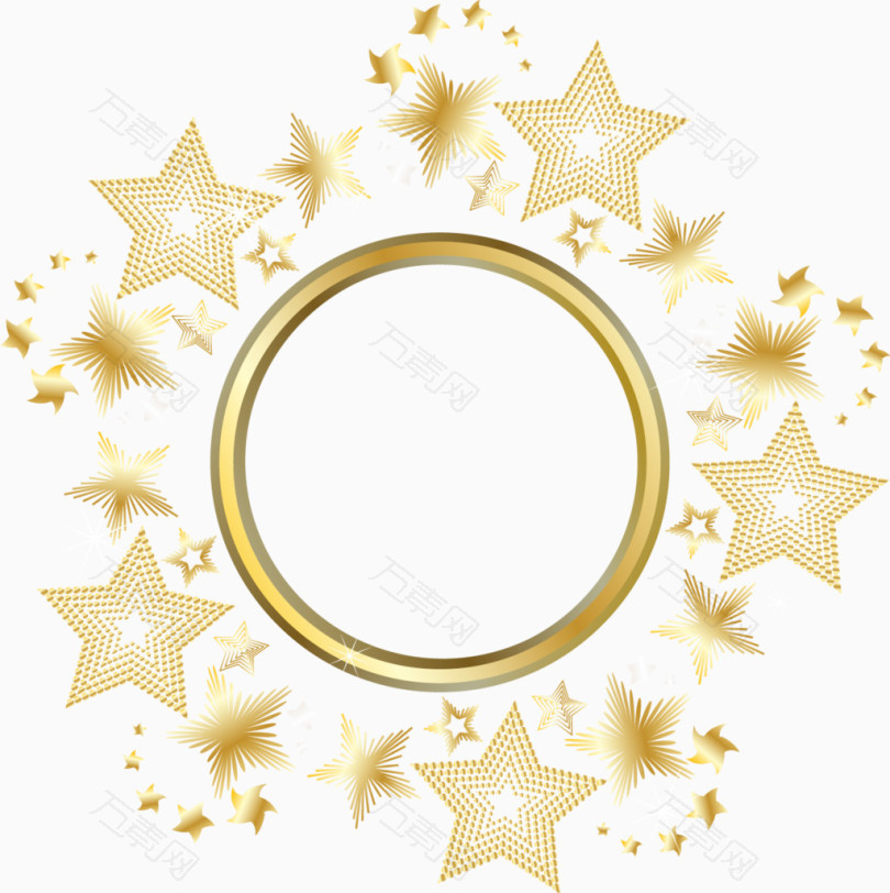装饰金黄色星星圆框