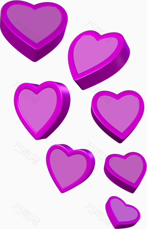 紫色立体心形装饰盒子