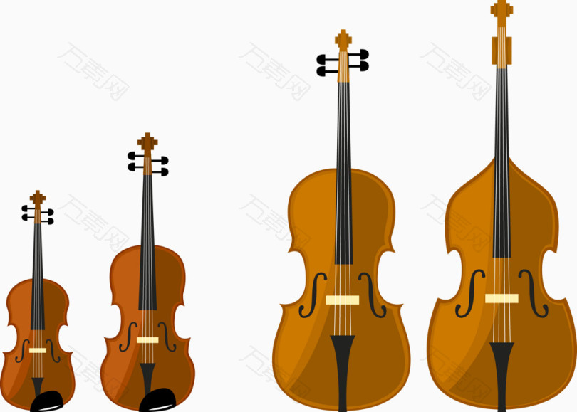 矢量手绘大提琴和小提琴