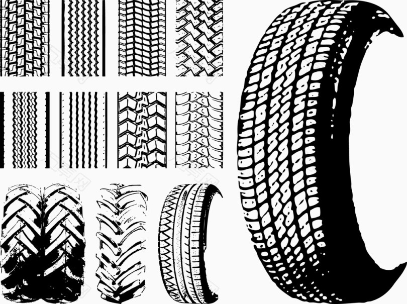 各种轮胎轮胎纹路矢量图