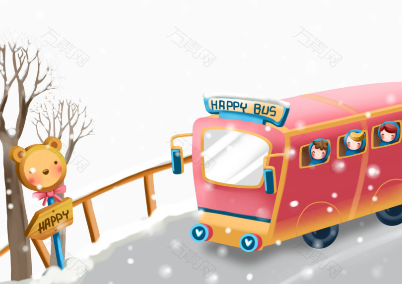 冬季公路上的公交车
