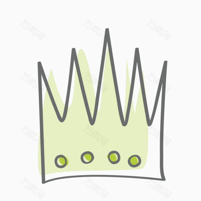 手绘绿色皇冠