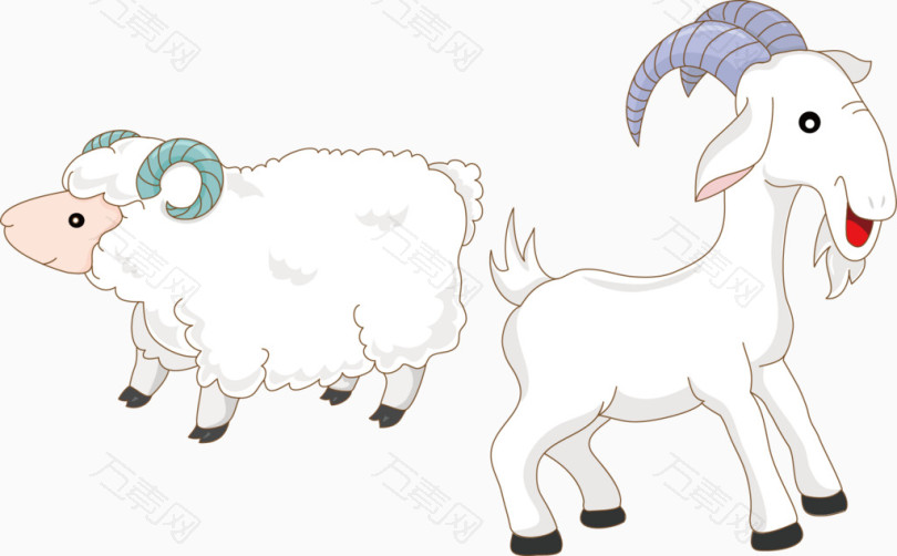卡通山羊和绵羊矢量素材