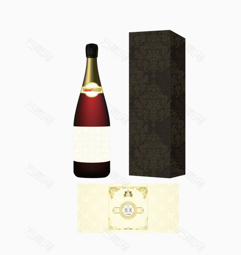 矢量多色葡萄酒样品瓶及包装