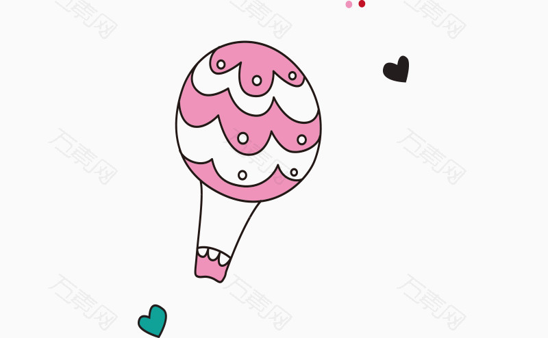 矢量卡通儿童画粉色热气球