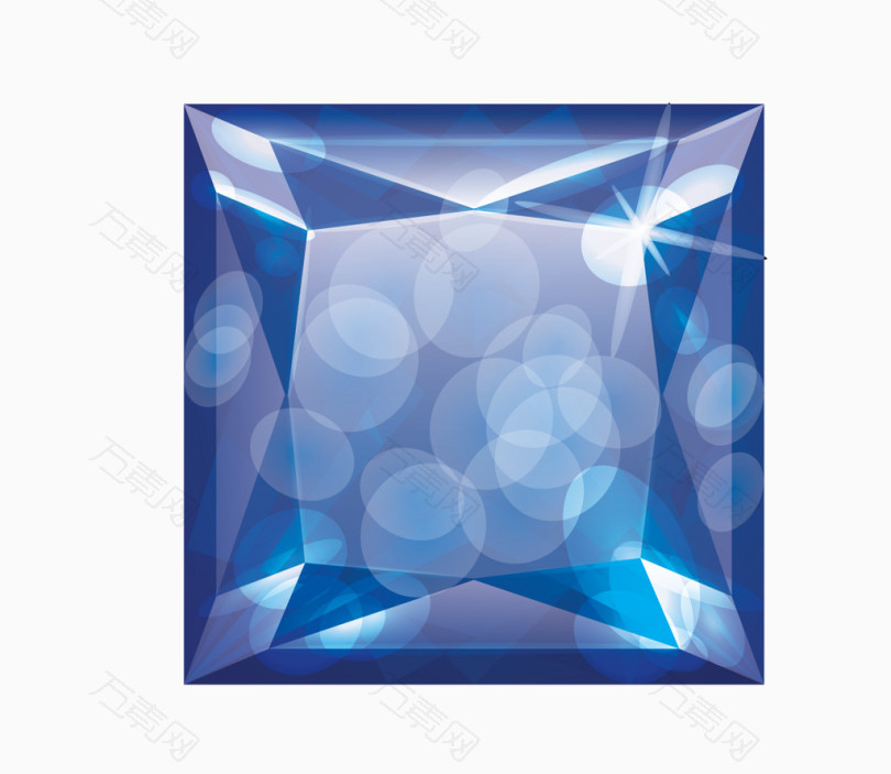 矢量蓝色闪光正方形立体钻石