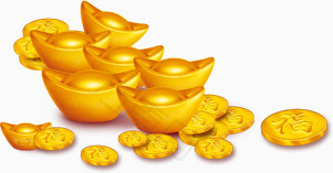 黄色元宝金币