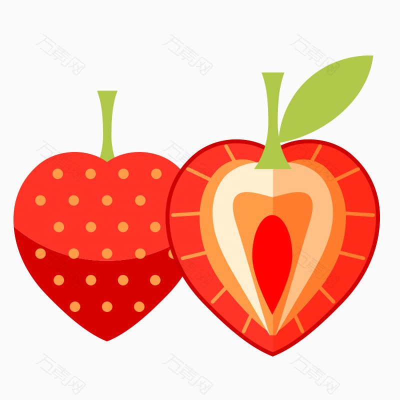 草莓扁平化水果和切片