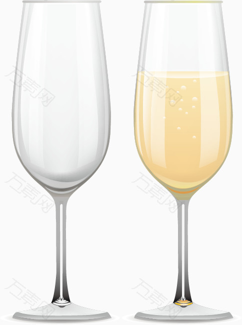 矢量手绘两个香槟杯