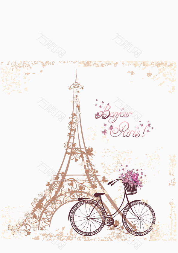 巴黎铁塔手绘埃菲尔铁塔浪漫巴黎