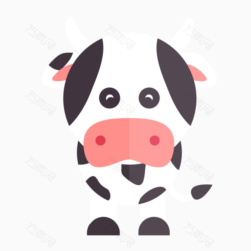 动物扁平黑白奶牛