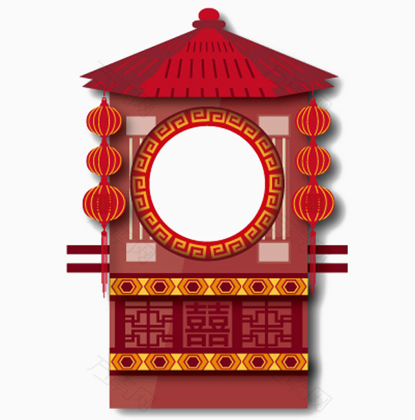 中国元素的大红花轿