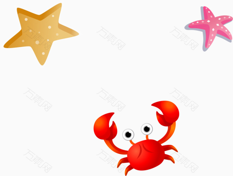 夏天主题海星红螃蟹