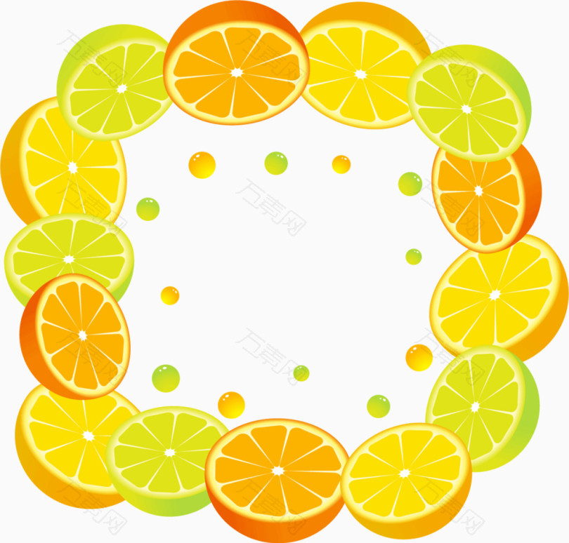 清新可人的柠檬橙子背景矢量图